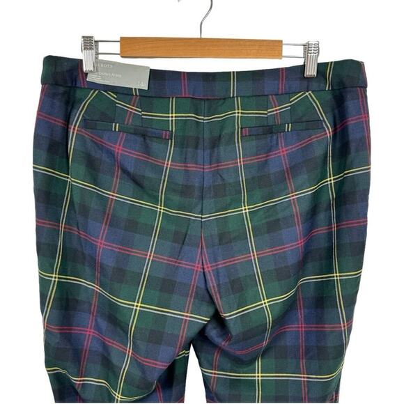 Talbots Plaid Hampshire Straight Leg Ankle Pants Wool Blend New Size 14P - Picture 11 of 16